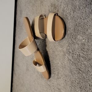 Nude slip on sandals